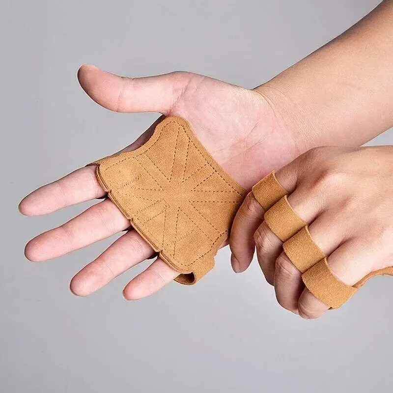 Palm Protection Leather Weight Lifting Training Gloves Women Men Fiess Sports Gymnastics Grips Pull Ups Weightlifting Workout