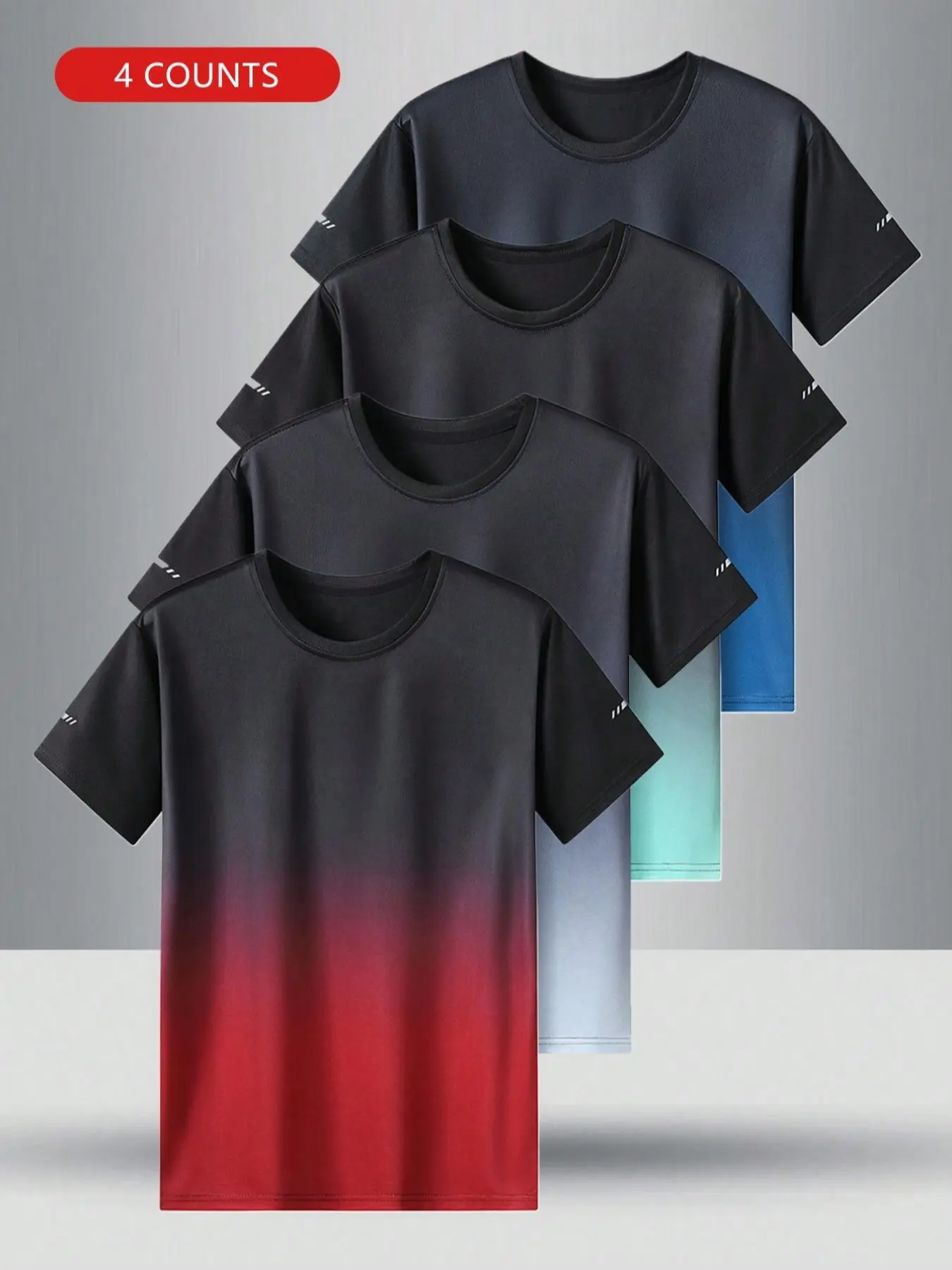 Men's  Ombre Color Tee, Regular Fit Casual Quick Drying Short Sleeve T-shirt for Summer, Men's Top for Daily Wear