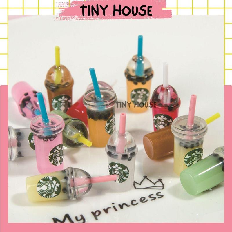 Nam châm trang trí hít dính tủ lạnh hình ly starbuck mini nắp tròn (1 cái) T7A9