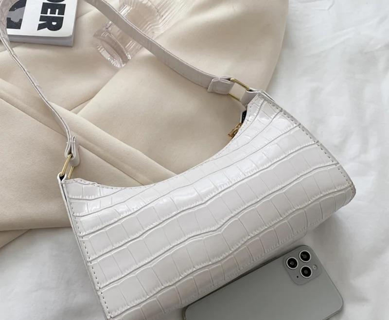 Product Introduction of Fashion PU Leather Bags for Women Alligator Pattern Armpit Handbag Female Small Underarm Messenger Bag Purse 25