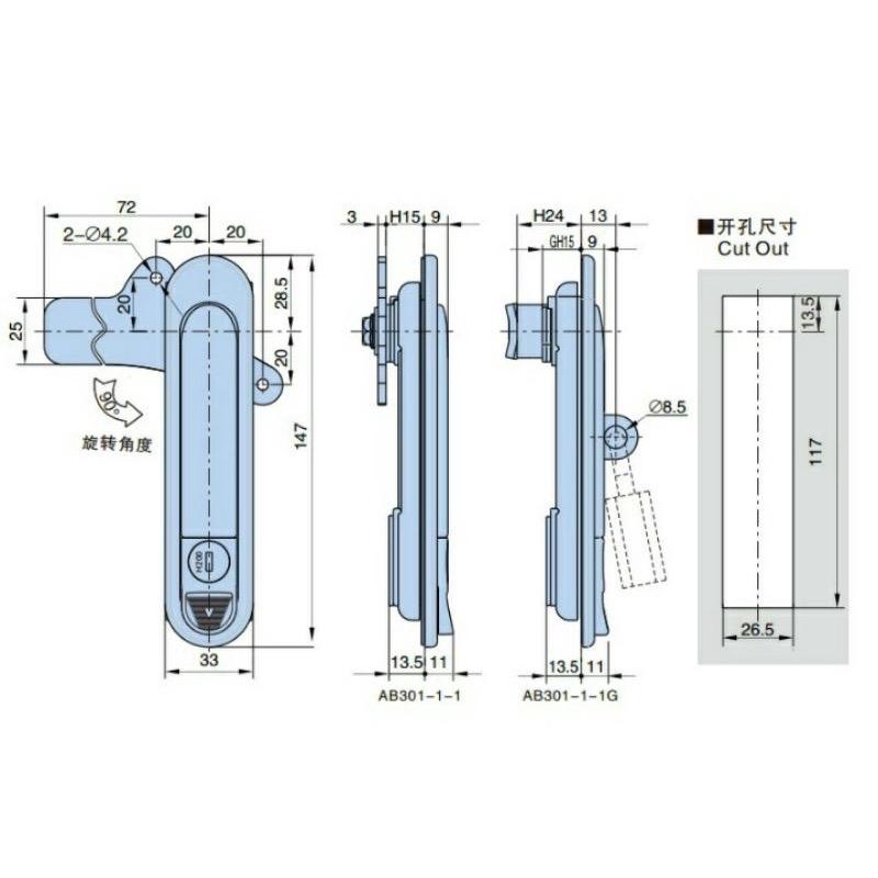 Khóa tủ điện AB301 các loại AB301-1-1, AB301-2-1, AB301-3-1 3