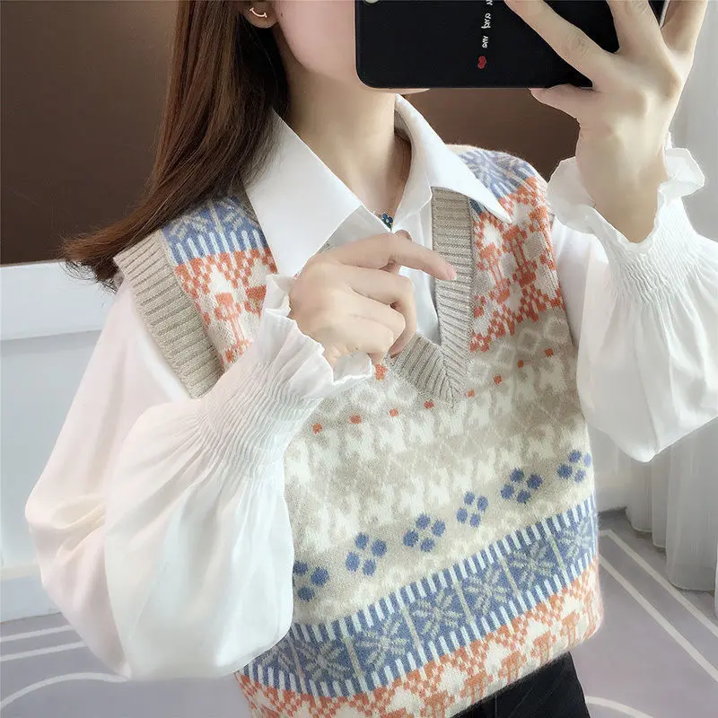 Áo Ghi Lê Vest, Bộ Áo Hai Mảnh, Áo Len Dệt Kim, Dành Cho Nữ, Thích Hợp Cho Mùa Xuân Và Mùa Thu, Có Thể Mặc Ngoài Trời Và Bên Trong, Năm 2025 Top Women