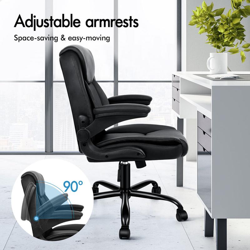 ELFORDSON Massage Office Chair Executive Computer Gaming Seat PU Leather Black 5