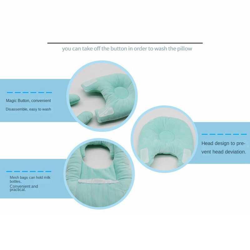 Pillow Blue Grey Pink Crystal Velvet Breastfeeding Stand Multi functional Fixed Head Bottle 5