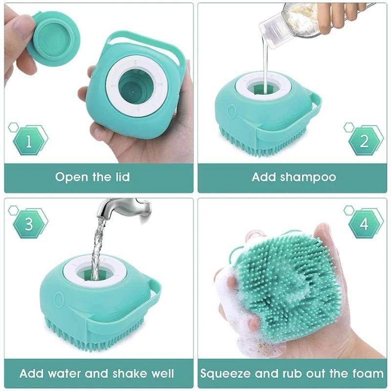 Random Color Silicone Bath Brush, 5pcs Handheld Pet Care Bath Brush, Shower Gel Dispenser Bath Scrubber, Bathing Accessories for Home Bathroom 5