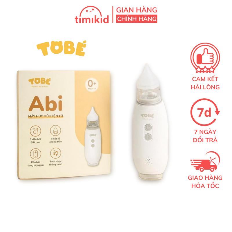 Máy hút mũi TOBE cho bé sơ sinh lực hút mạnh kèm 2 đầu hút mềm, sử dụng pin sạc an toàn, tặng kẹp gắp và túi đựng