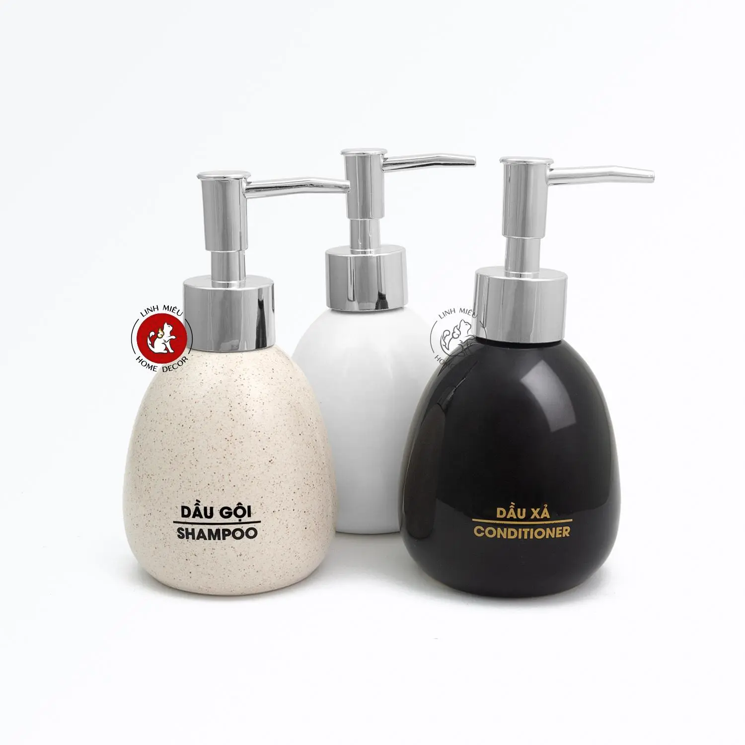 (250ml) Bình đựng dầu gội, sữa tắm, dầu xả, nước rửa tay khách sạn - dáng trứng - sứ Bát Tràng cao cấp