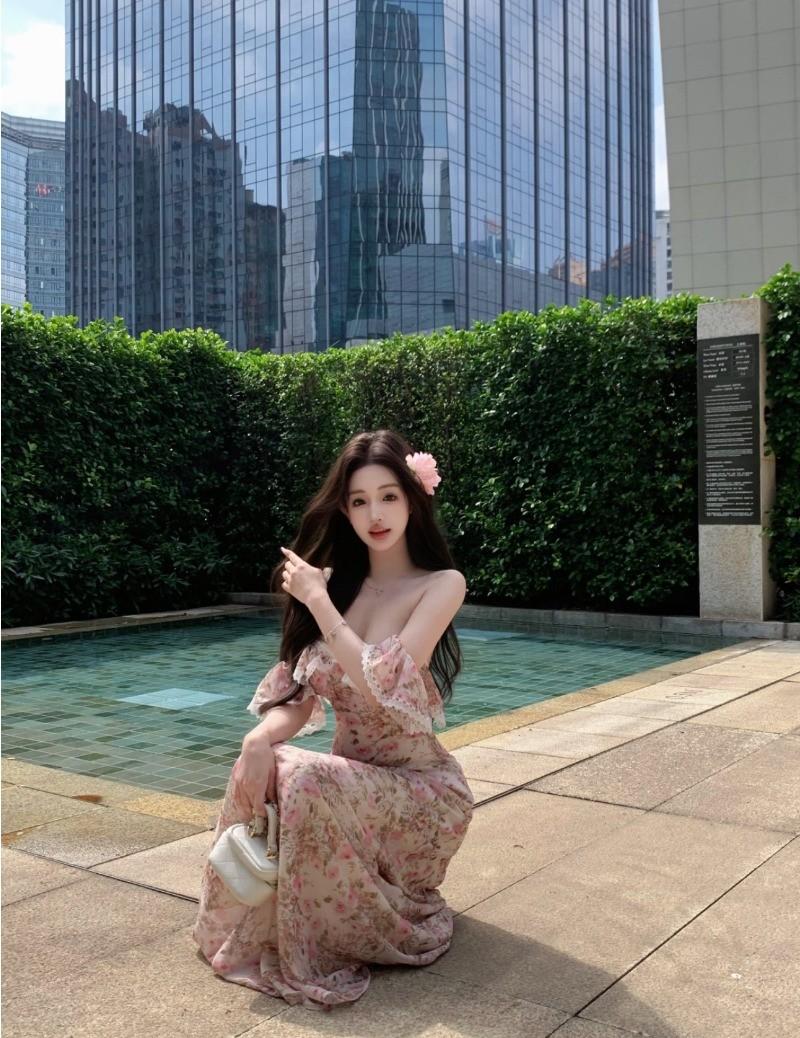 Product Introduction of Đầm Maxi Hoa, Thời Trang Mùa Hè, Thiết Kế Hở Lưng Gợi Cảm, Đầm Nữ Có Cổ Vai 15