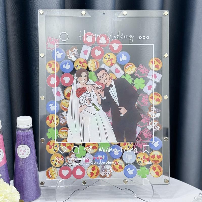 Khung Tranh Thả Tim Ký Tên Ngày Cưới Ngày Kỉ Niệm Trong Suốt Hình Chữ Nhật - Dailymemint