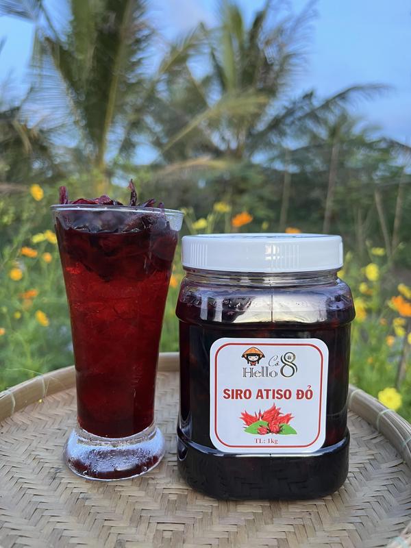 (Hello Cô 8) Siro Atiso Đỏ Hủ 1kg Kèm Bông