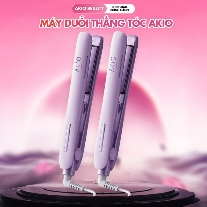 Máy ép tóc duỗi tóc AKIO ép thẳng uốn xoăn đa năng, có ion âm và đèn hồng ngoại bảo vệ tóc
