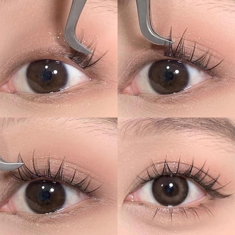 Product Introduction of 10 Rows 3D Self-adhesive False Eyelashes Reusable Segmented Transparent Stem Glue-Free Eyelash Extension Eye Makeup 12
