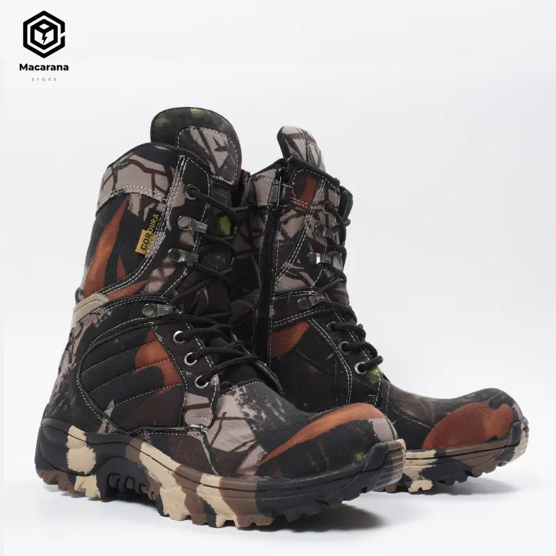 produk terbaik sepatu sefety berburu macarana camo loreng tinggi ujung besi sol karet mentah 3