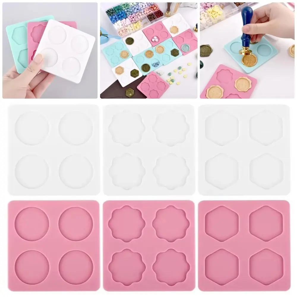 upstop 1Pcs Durable 2.5cm Wax Seal Stamp Mold Pad Fire Paint White Pink Graphic Silicone Mold Fix Shapes DIY Sealing Wax Mould Mat Envelope Invitation Tools