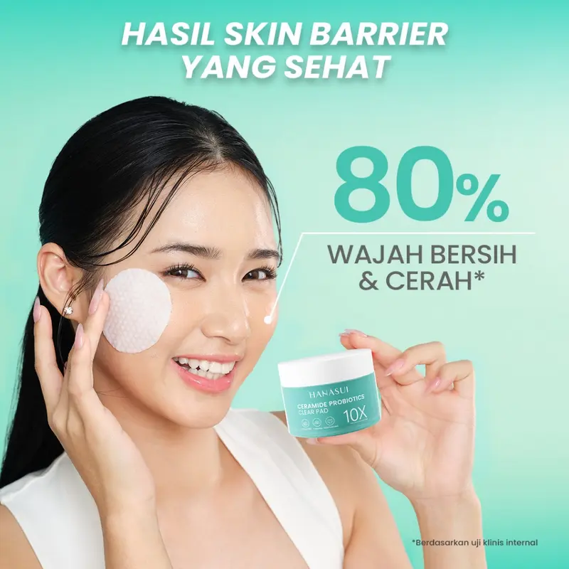 Hanasui Ceramide Probiotics Clear Pad - Kapas 2in1 Eksfoliasi Lembut Perbaiki Skin Barrier Mencerahkan  dan Angkat Sel Kulit Mati Komedo Wajah Perawatan 2