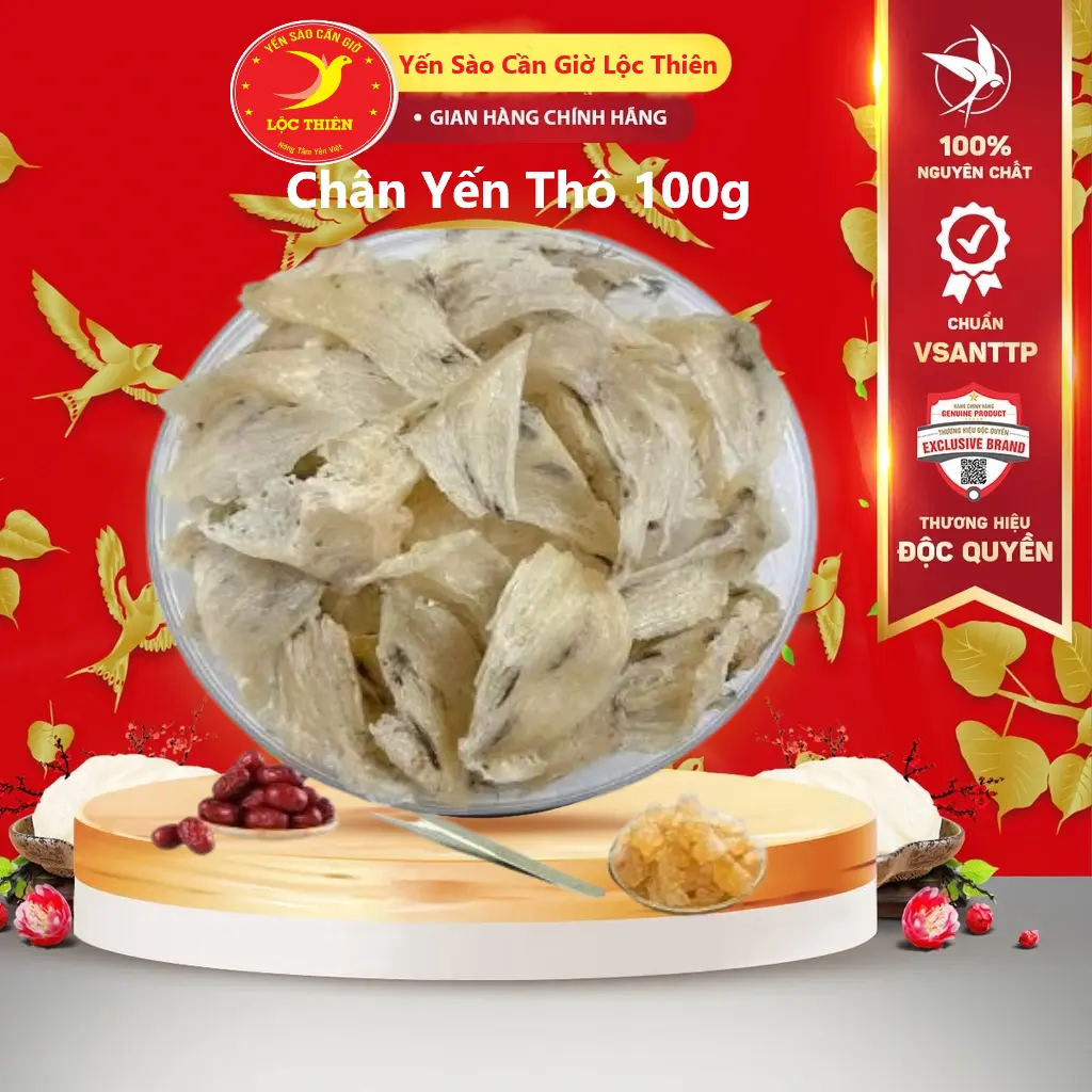 Chân Yến Thô Nguyên Chất [ Hộp 100g/50g/25g ] [Có Quà Chưng] YẾN SÀO CẦN GIỜ LỘC THIÊN