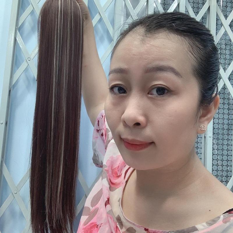 Tóc giả cột thẳng và xoăn light trắng tóc giả nữ Wig Women