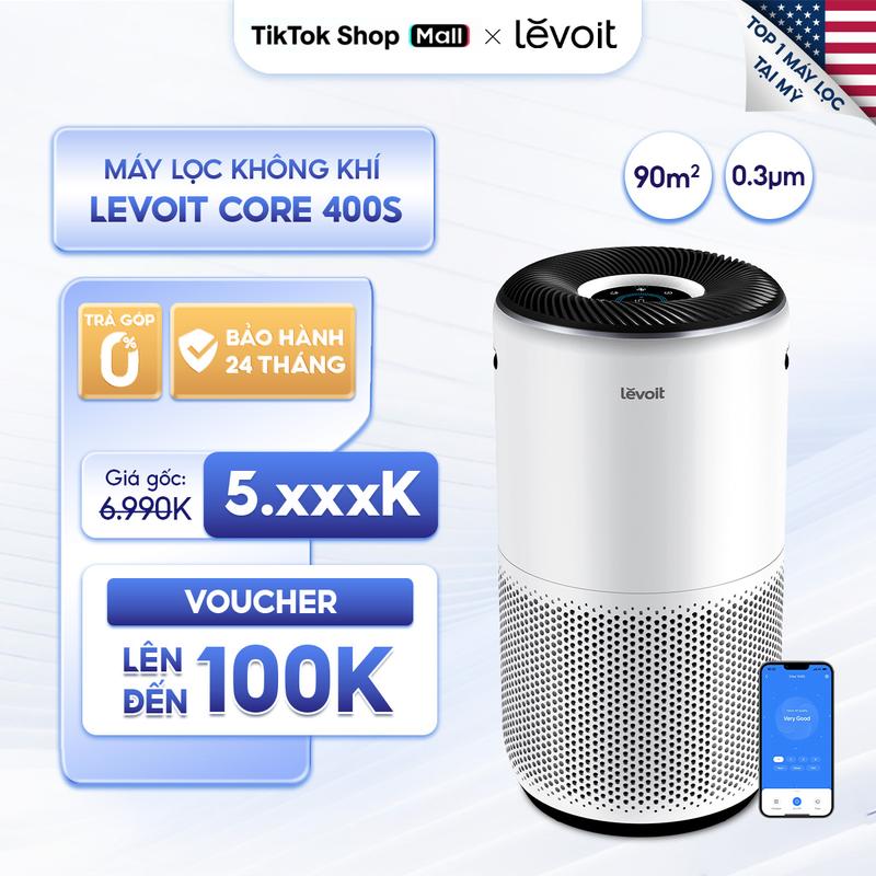 Máy Lọc Không Khí Levoit Core 400S 92m2 | Bộ Lọc HEPA 13 Lọc Bụi Mịn | Cảm Biến Bụi Mịn | Kết Nối App VeSync | Hàng Chính Hãng