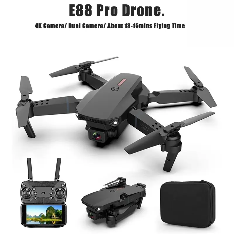 Máy Bay Không Người Lái 4K, Máy Ảnh Kép, K3 E88 RC Quadcopter, Có Thể Gập Lại Và Cầm Tay, WiFi FPV, Máy Bay Không Người Lái Có Camera HD, Tính Năng Độ Cao