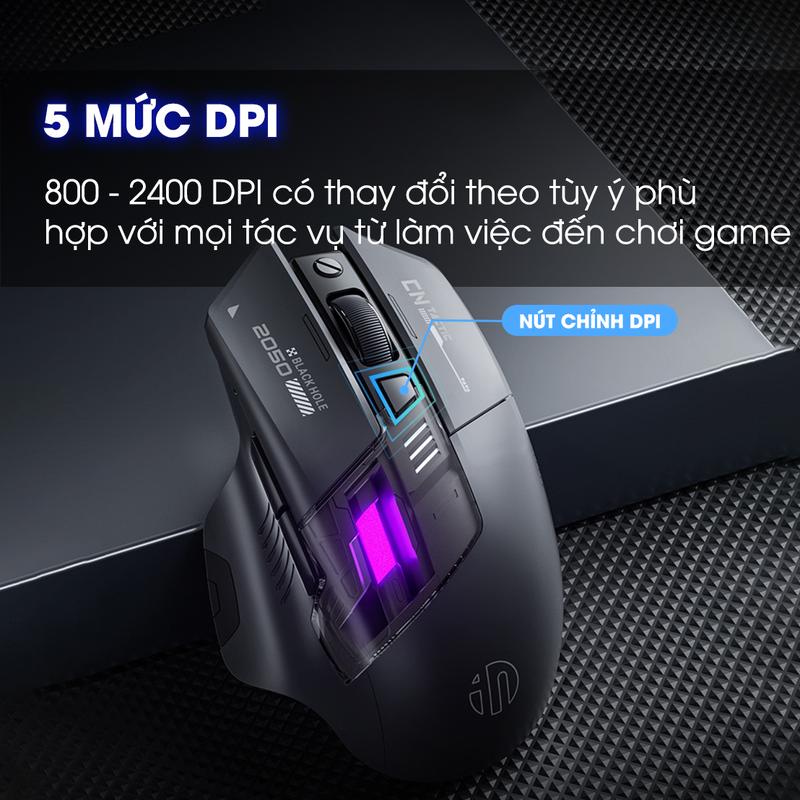 Chuột không dây gaming SIDOTECH INPHIC A9 PRO MAX bluetooth silent chống ồn pin sạc 6 nút bấm led RGB 5 mức DPI | BigBuy360 - bigbuy360.vn