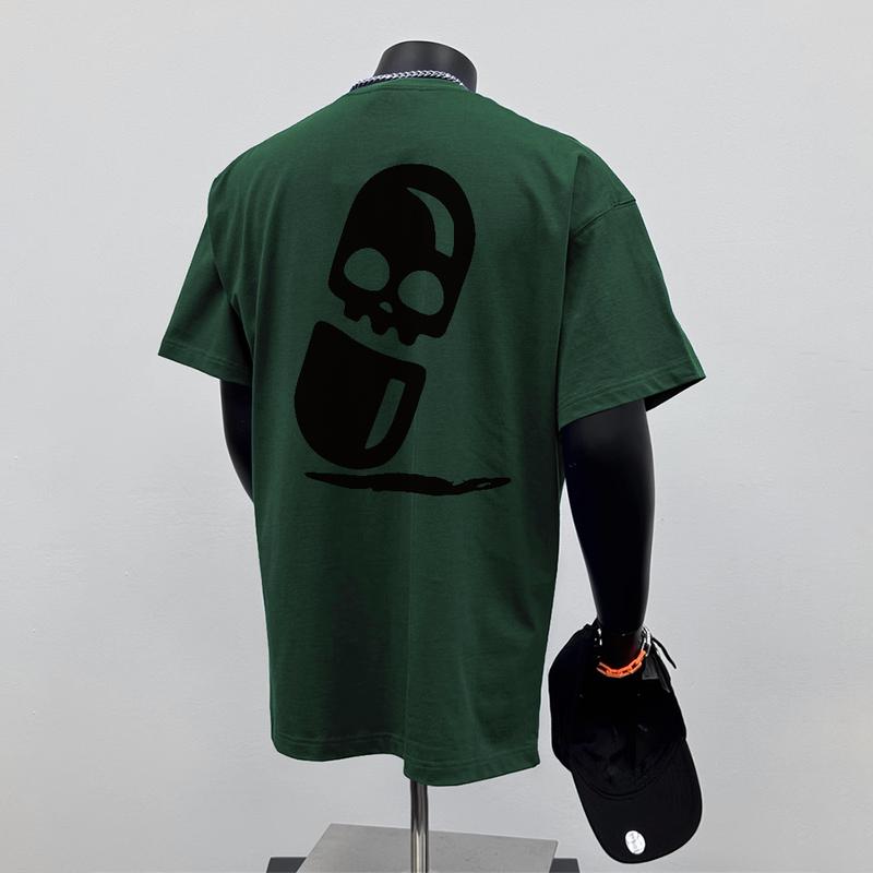 Áo Thun Ngoại Cỡ Thiết Kế Rộng Thùng Thình Đường Phố Cổ Điển, 100% Cotton, Ngắn Tay, Áo Cổ Thuyền Cho Nam Và Nữ, Unisex  cá tính 6