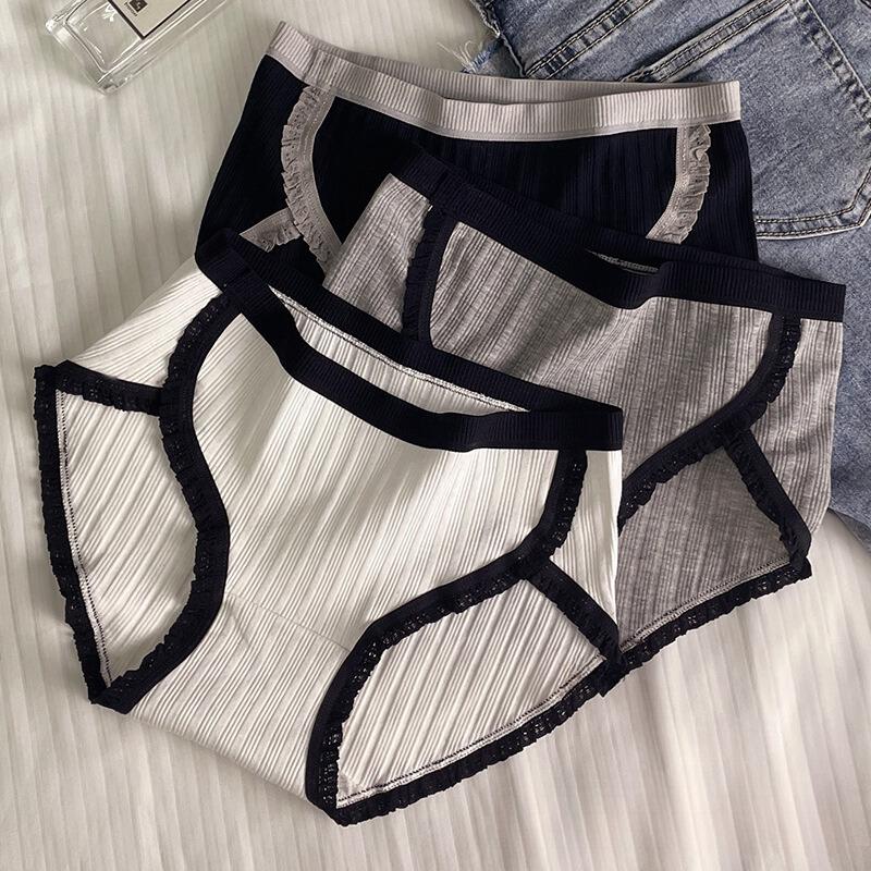 Set 3 quần lót nữ cotton cạp vừa viền ren thoáng khí, đáy may khử mùi kháng khuẩn hiệu quả KINGSHOP L3288 Women 1