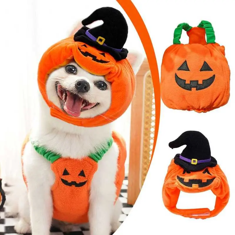 Costume Outfit Halloween Christmas Jacket For Puppy Clothes Pumpkin Cute Cat Dog Hat Pet Cosplay Gifts