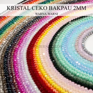 2MM - Manik Kristal Ceko Bakpau / Bakpao / Bulat / Gepeng Bening Transparan Mengkilap Kualitas Bagus Grade A 2mm , 3mm , 4mm , 6mm , 8mm , 10mm per Renteng