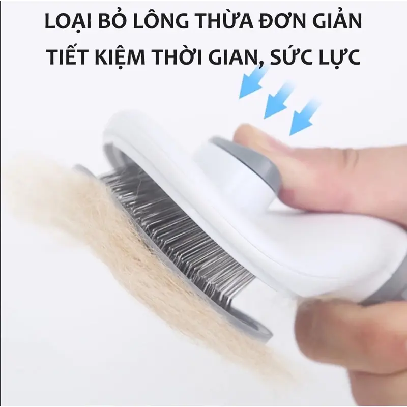 Lược chải lông chó mèo có nút bấm CHÍNH HÃNG CLEAN size to chải lông chó mèo 5