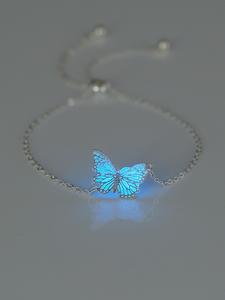 Pulsera elegante con decoración de mariposa, diseño luminoso ajustable, joyería de moda para fiestas, decoración diaria de ropa, joyería comodín y exquisita para regalo de cumpleaños