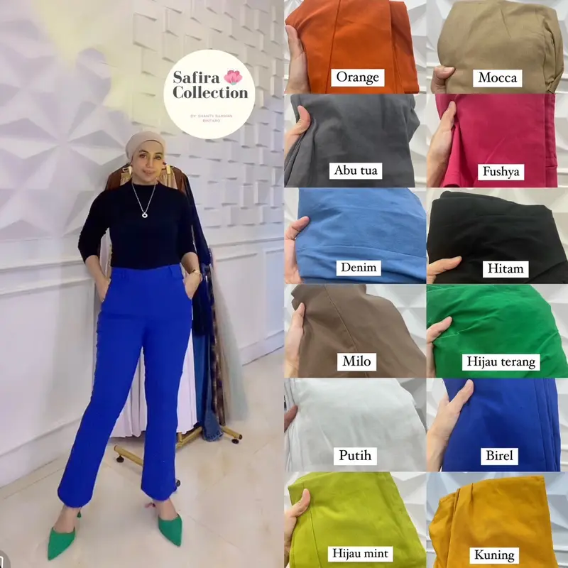 Celana Basic Semi Cutbray Highwaist Bahan Soft Jeans Melar | Gaya Casual dan Office Look | Panjang 100cm wanita 2