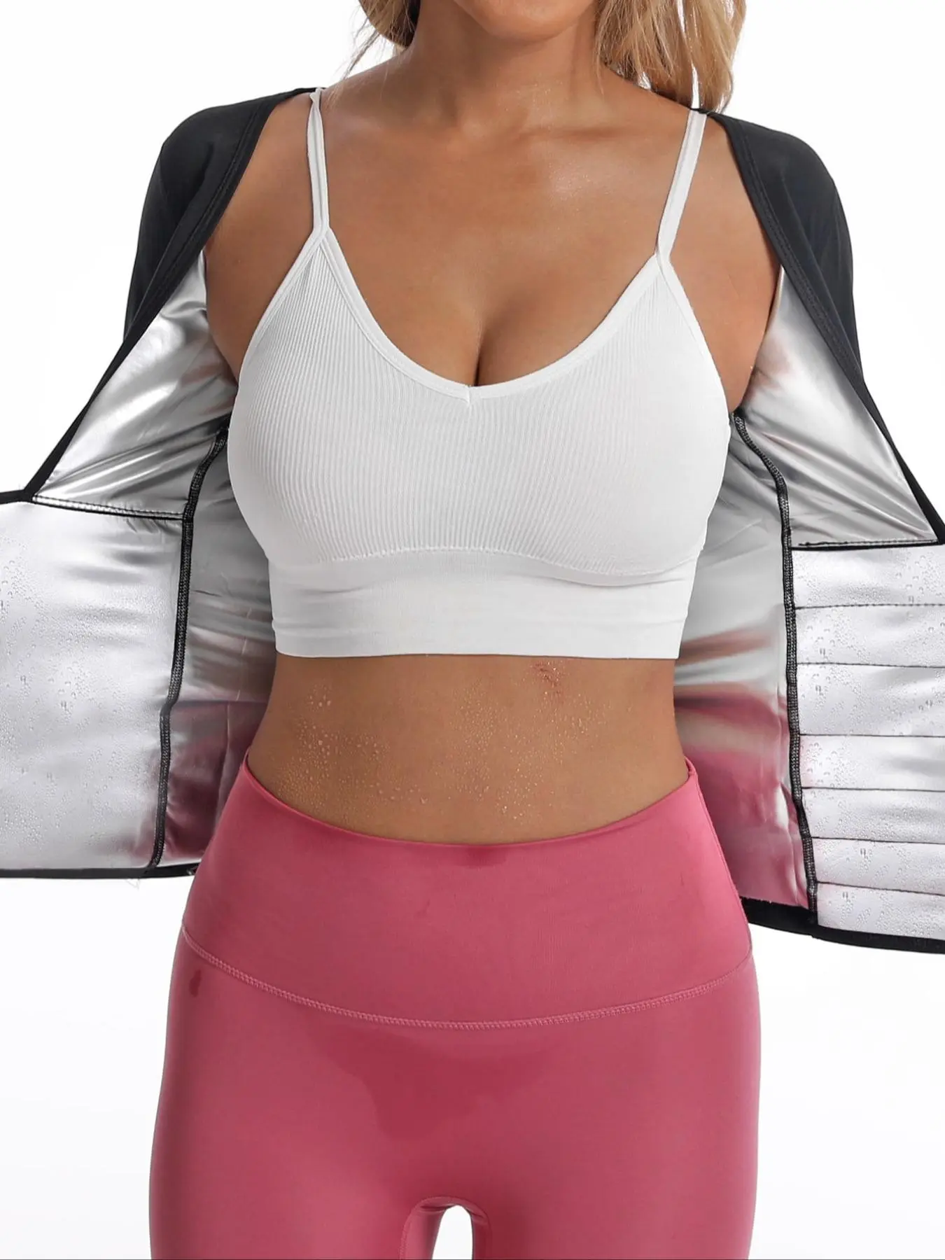 Women's Summer Solid Adjustable Sauna Top, Long Sleeve Bodycon Sauna Top for Workout Gym Exercise, Women Sport & Outdoor Clothing for Spring & Fall