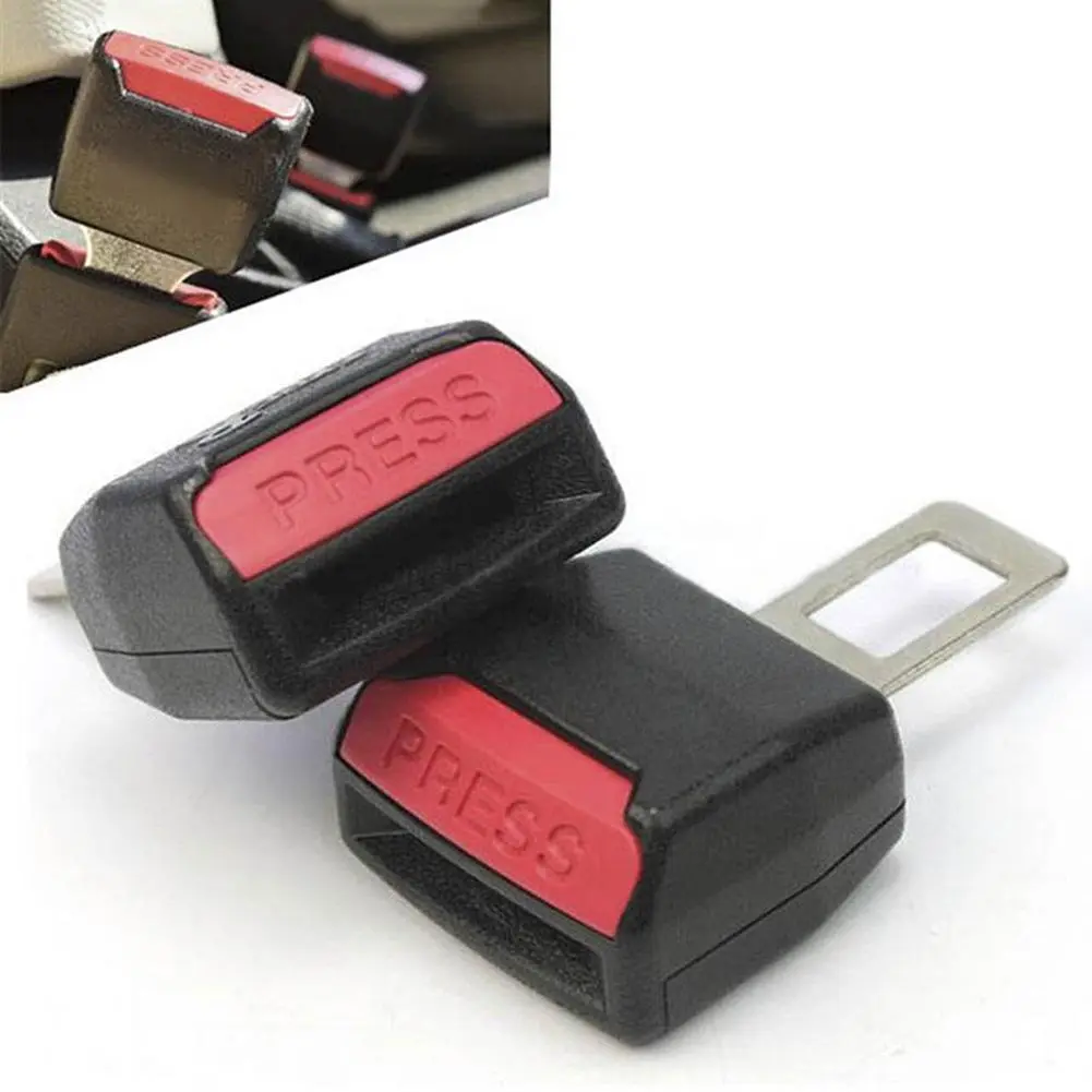 2pcs Car seat Belt Clip Universal Alarm Extension Cancellers Blug Buckle DEDC Black