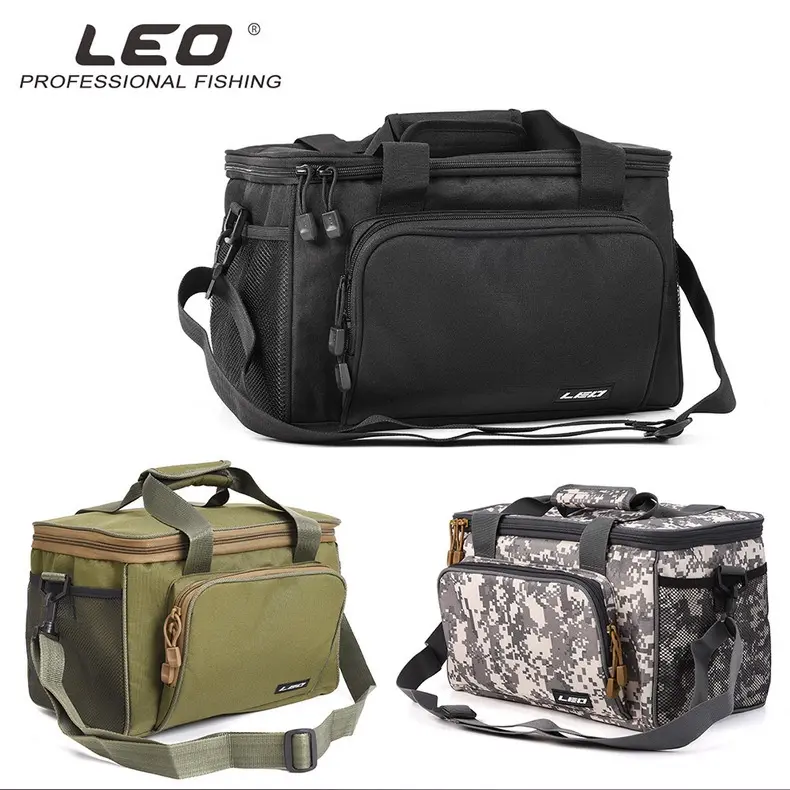 LEO Waterproof Canvas Waist Fishing Bag Large Capacity Multifunctional Lure Fishing Tackle Pack Outdoor Shoulder Bags 27748