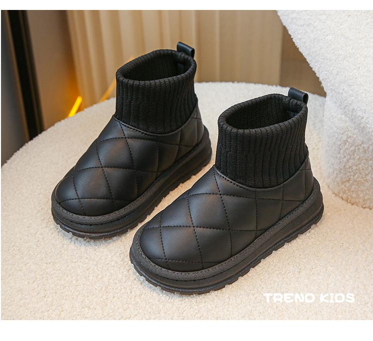 Product Introduction of Children's Boots Sock Style Snow Boots Girls Short Boots Kids Cute Sewing Autumn Winter New Warm Cotton Shoes for Boys Unisex PU 5