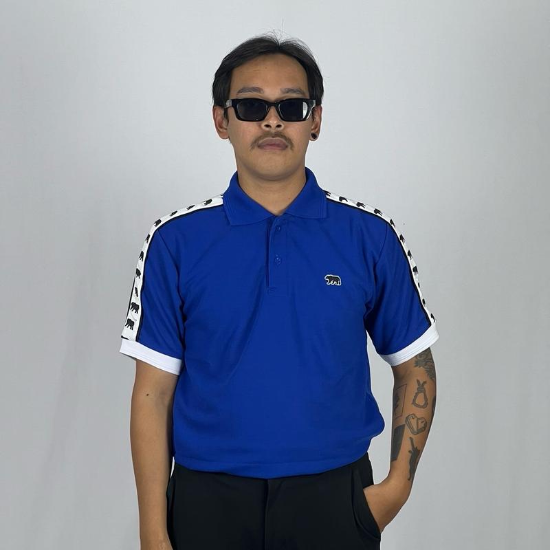 Acbst Co Kaos Polo Shirt Tapped Bear Logo Blue Electric Casual Pria 3
