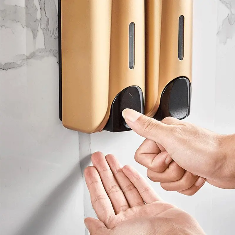 Wall Mounted Manual Soap Dispenser, Press Type Soap Dispenser, Punch-free Shampoo Dispenser, Home Bundles, Bathroom Supplies, Storage Organizer, Room Organizer 0
