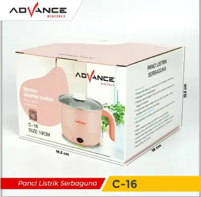 Advance Panci Listrik Multifungsi 1.5L Panci Kukusan Steamer Jumbo Panci Eletrik  C-16【Garansi 1 Tahun】 1
