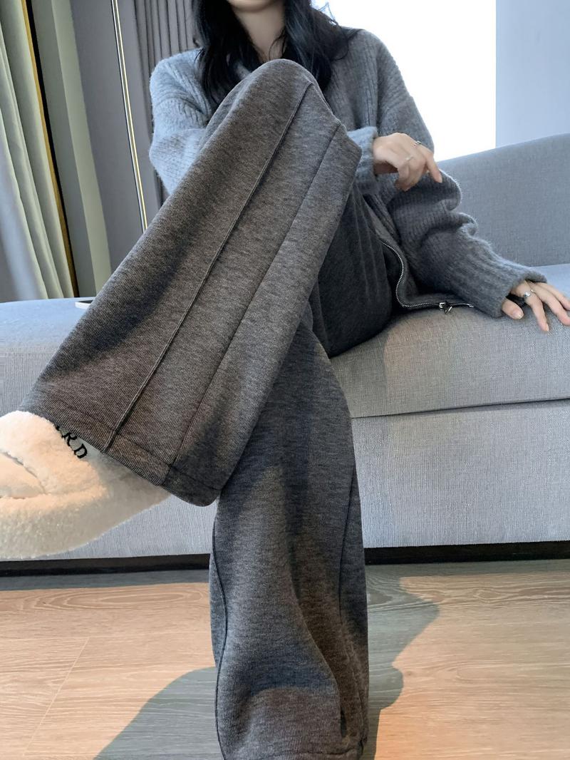 Product Introduction of Yuxi Autumn and Winter New Narrow Wide-Leg Pants Women's Draping Effect Mop Pants Soft Glutinous Rice Shake Pants Straight-Leg Trousers Casual Pants baggy ali  jeans cargo pants  women 21