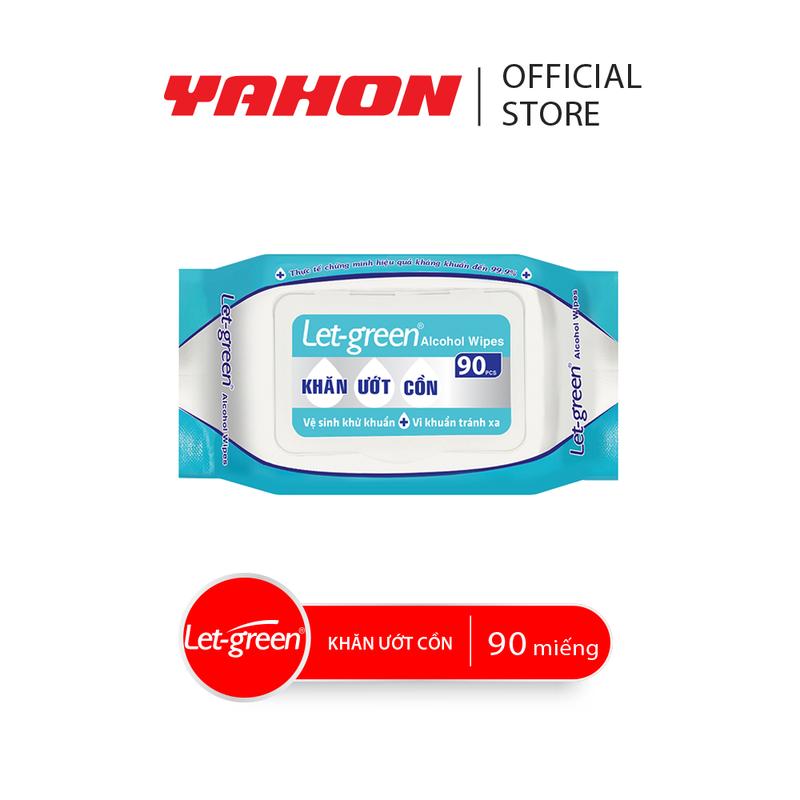 Bao Khăn Ướt Cồn LET-GREEN, 90 Miếng/Bao 0