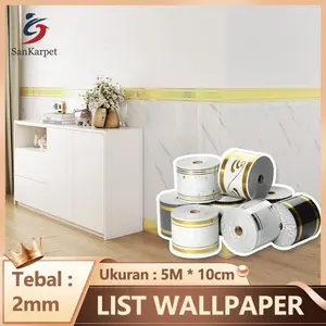 [San] List Dinding PVC Versi Tebal Tebal 5m x 10cm – Anti Air, Mudah Dipotong & Dipasang Cocok untuk ruang tamu, kamar tidur, dapur, dan area rumah lainnya