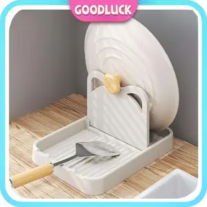 【COD】Rak Tutup Panci Dengan Tempat Spatula Sendok Dapur Model Lipat Serbaguna/Tutup Panci Tatakan Spatula Sendok Model Kucing