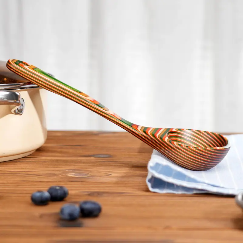 Wooden Soup Spoon,  1 Count Heat Resistant Colorful Kitchen Scoop, Thickened Wooden Kitchen Utensils, Household Cooking Utensils 4