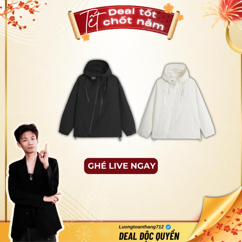Mở Bán Áo khoác gió nam nữ TINGO FROM RỘNG vải nano cản gió,kháng khuẩn mùa thu đông- Menswear Jacket Đen,Be 02