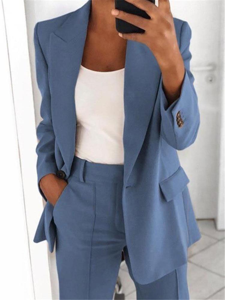 Product Introduction of wish 2024 autumn new European and American fashion lapel slim cardigan temperament blazer women Womenswear Coats 6