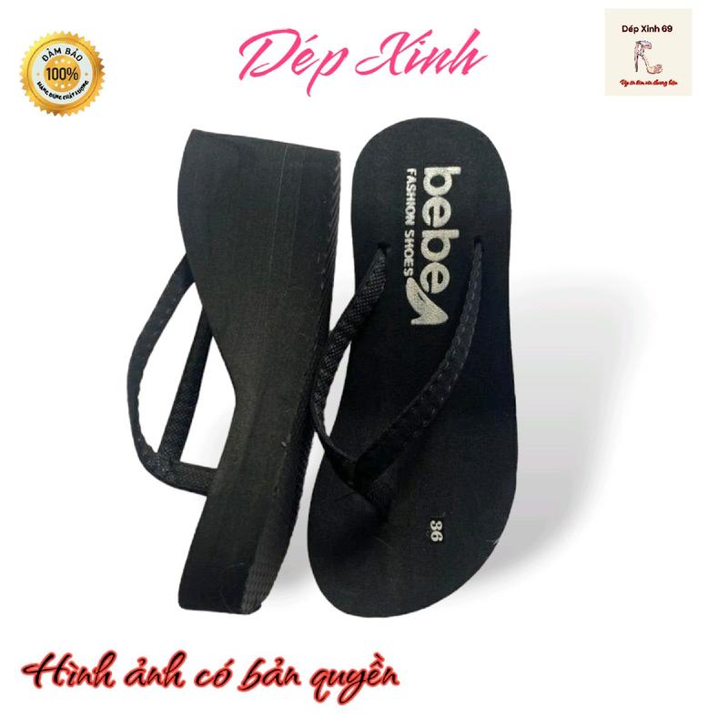  XOP579: Dép kẹp xỏ ngón xốp đen cao bebe Huy Anh Hồng Anh cao 5phân 7 phân 9 phân Nữ DéP 