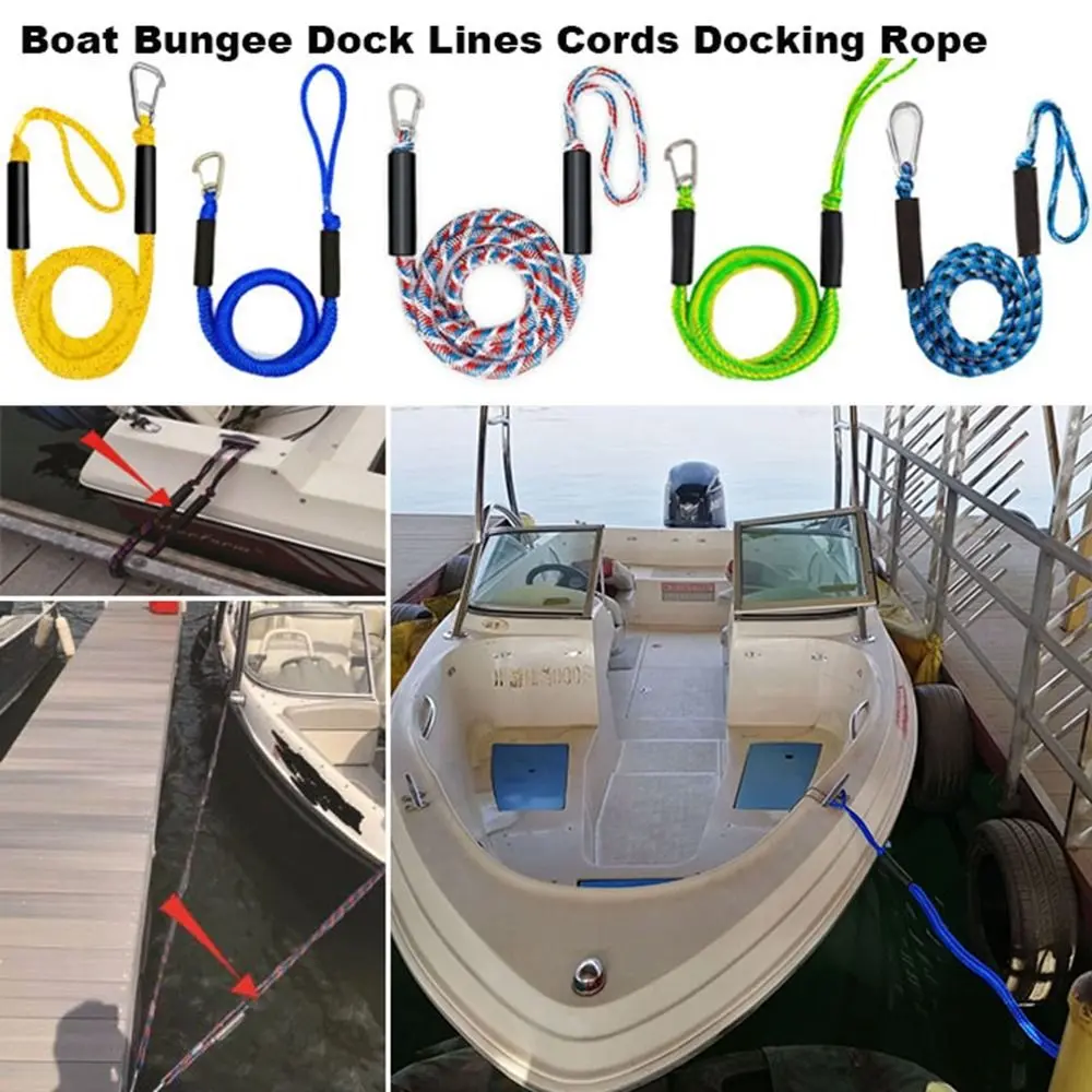 New 1.2m Kayak Boat Bungee Elastic 10 Colors Watercraft Sea Doos Jet Ski Pontoon Dock Lines Cords Docking Rope Outdoor Accessories