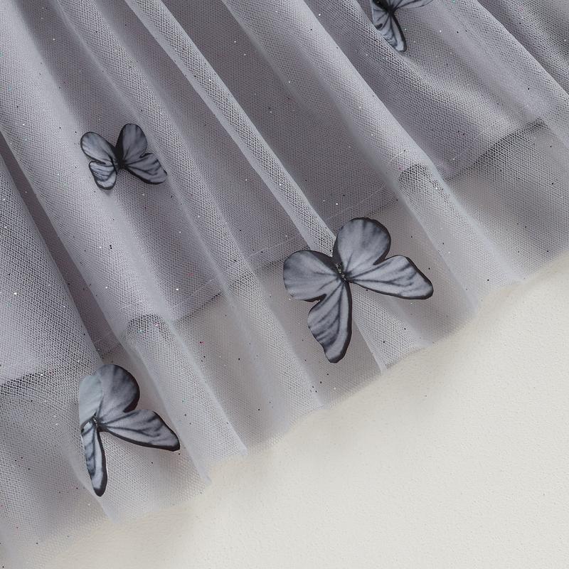 Product Introduction of Baby Girl Tulle Dress Fly Sleeve Square Neck Tutu Dress 3D Flower/Butterfly Party Dress 39