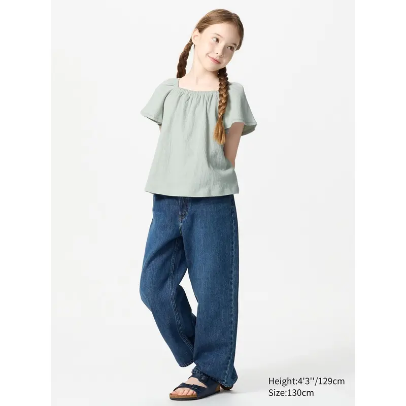 GIRLS T-Shirt Gathered Lengan Flare 0