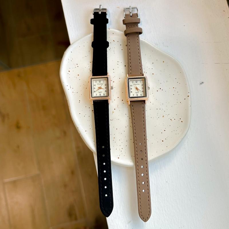 (Tặng vòng) Đồng hồ nữ Doukou dây mềm nhiều màu mặt vuông size nhỏ